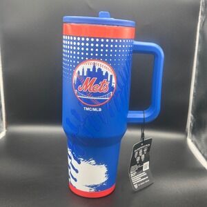 New York Mets 40 oz Stainless Steel Tumbler Travel Mug with Flip Top Lid